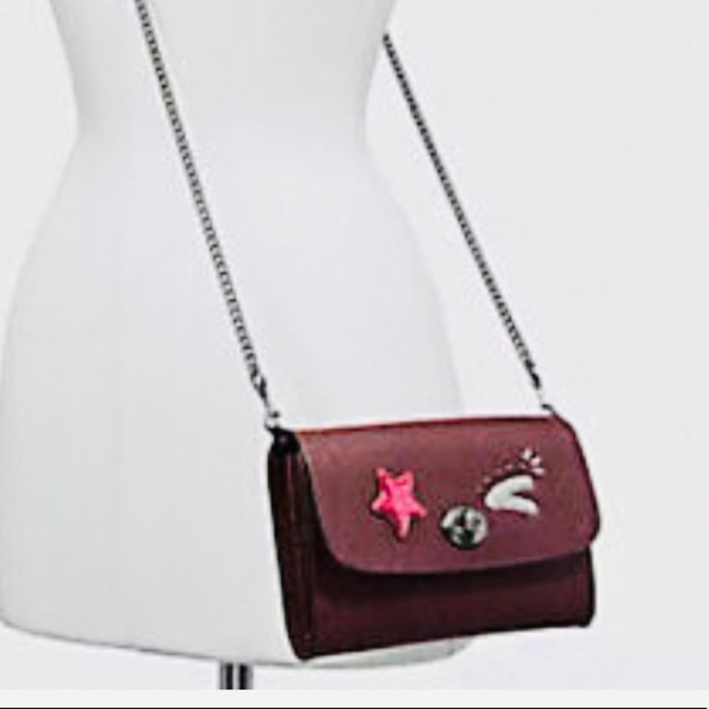 New Coach Bear Chain Crossbody Handbag Qb/oxblood - Picture 5 of 16